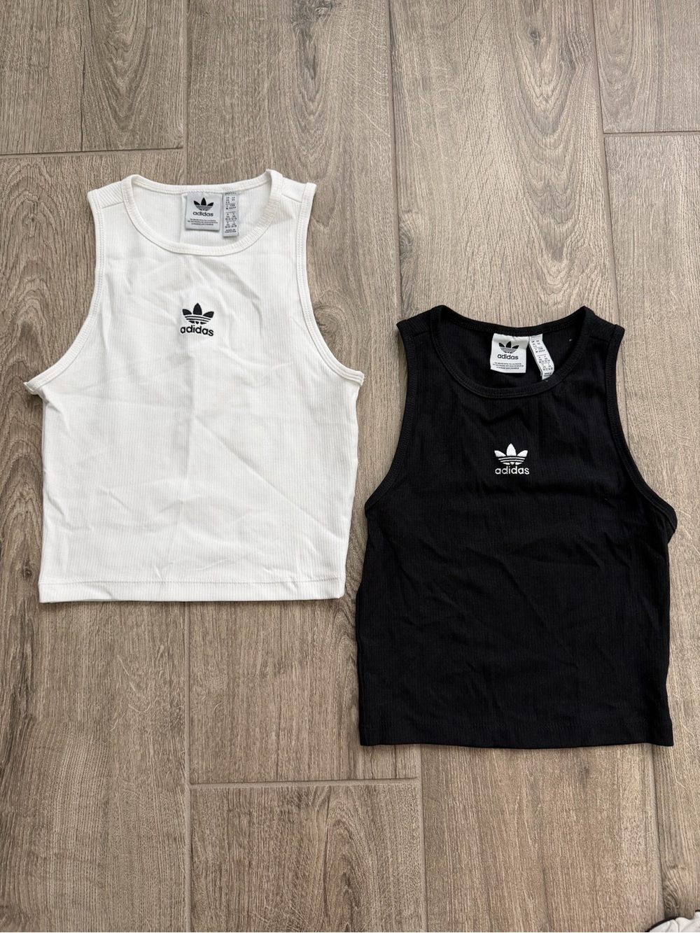 adidas Ribbed Tank Top - White & Black